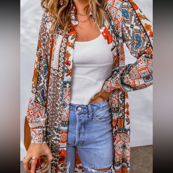 Boho open front cardigan shirt - Picture 4 of 5